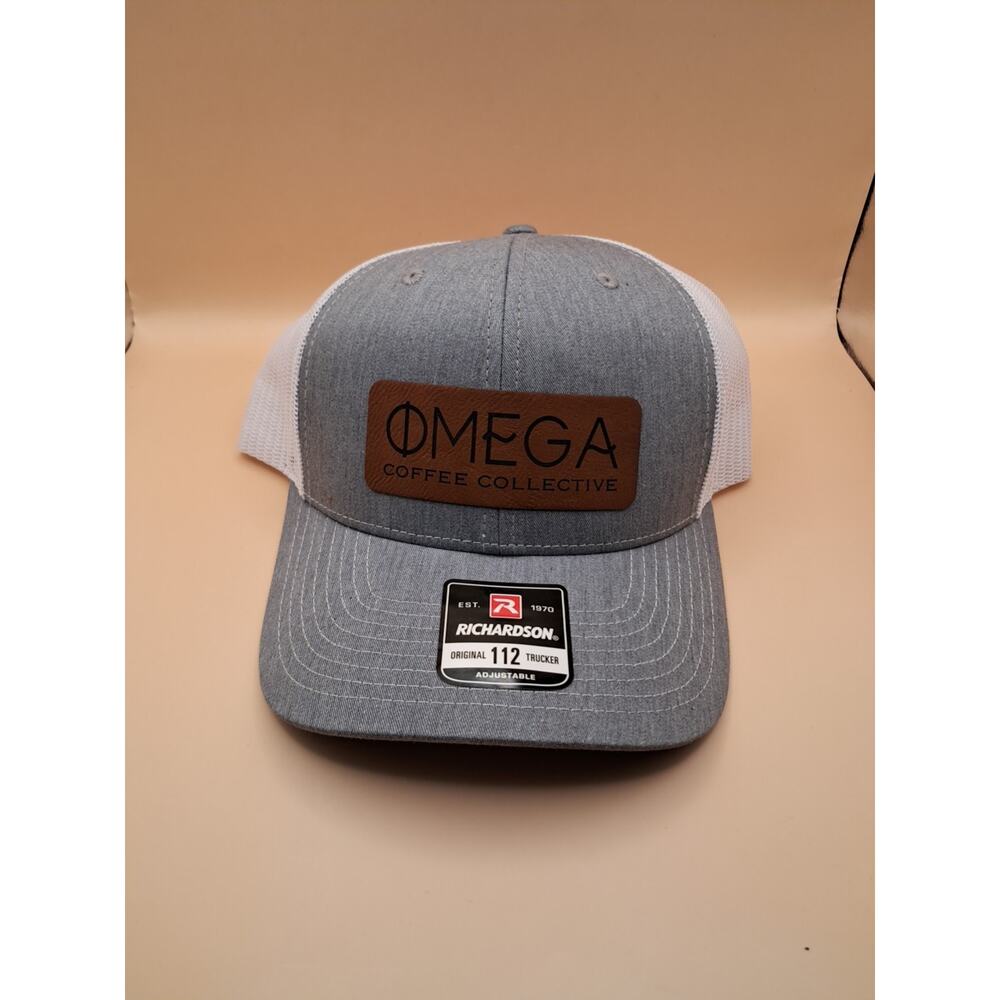 Omega Coffee Collective Richardson 112 Trucker Hat Snapback Cap Gray